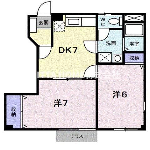 コーポ篠山(2DK/1階)の間取り写真