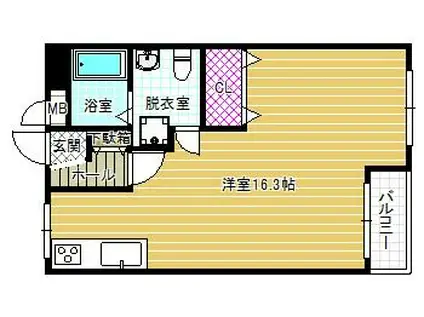 CASA DE LA J(ワンルーム/3階)の間取り写真