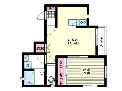 ルーチェ雪谷(1LDK/1階)の間取り写真