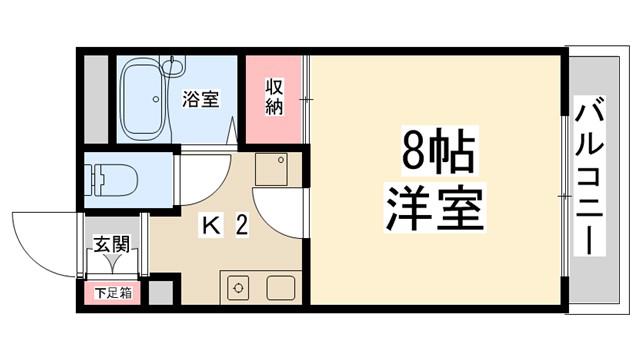 マサーレ川西(1K/4階)の間取り写真