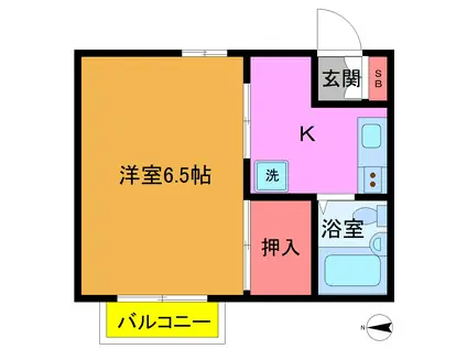 パインハイツ(1K/1階)の間取り写真