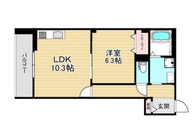 ストック羽沢(1LDK/1階)の間取り写真