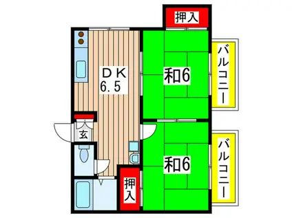 徳山ハイツ(2DK/1階)の間取り写真