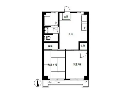 ニューコーポ石川(2DK/1階)の間取り写真