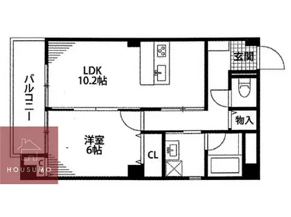 岡町グリーンハイツ(1LDK/2階)の間取り写真