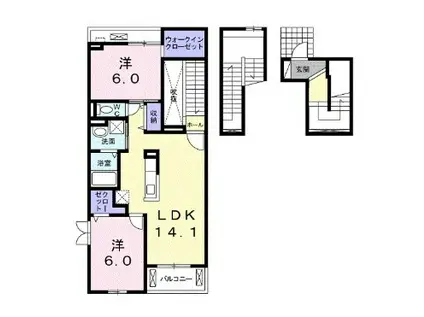 アーバンライフ・ハヤ(2LDK/3階)の間取り写真