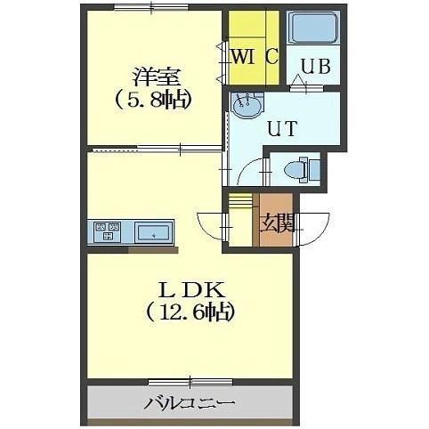 エテルノ美原(1LDK/1階)の間取り写真