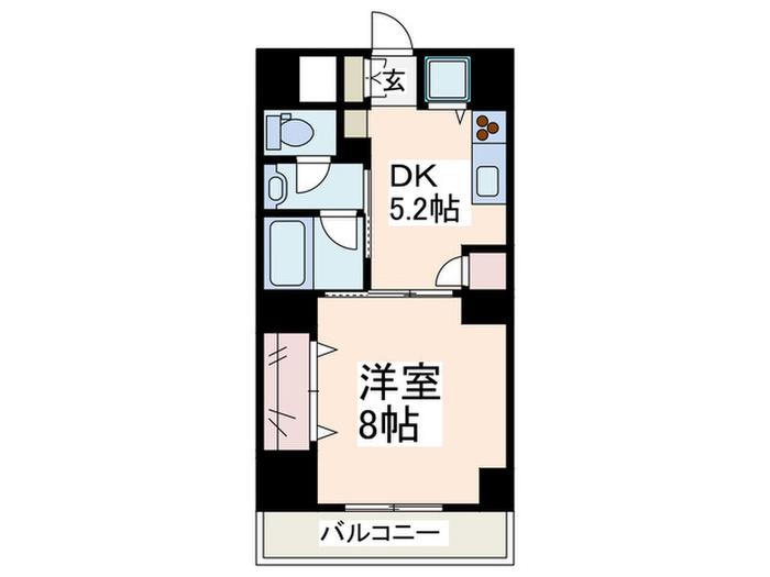ヴェルデ藤ヶ丘(1DK/8階)の間取り写真