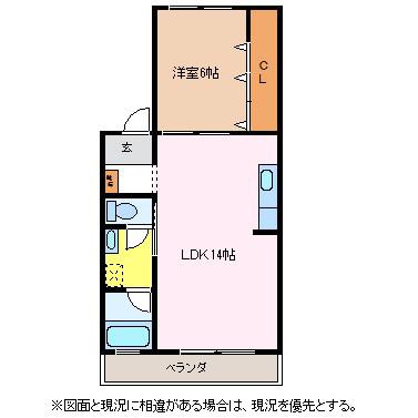 ハイツスエヒロ(1LDK/2階)の間取り写真