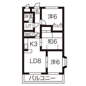 クレスト21(3LDK/1階)の間取り写真