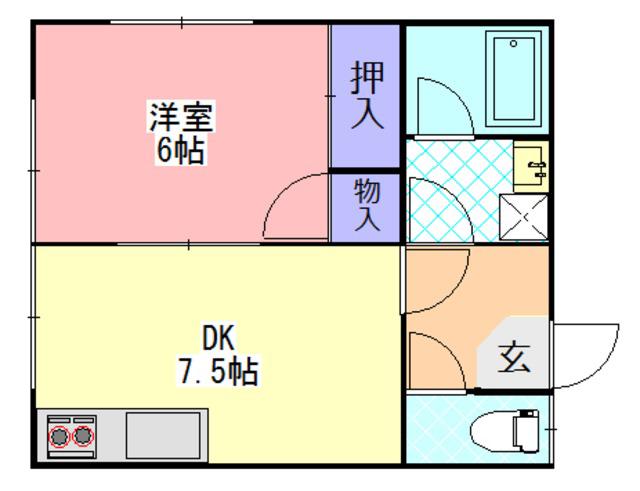富士ハイツ(1DK/1階)の間取り写真