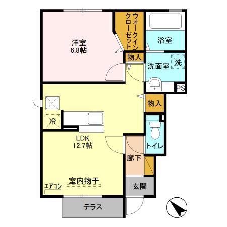 SUN HILL II(1LDK/1階)の間取り写真