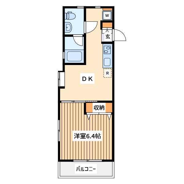 メゾン紀伊(1DK/2階)の間取り写真