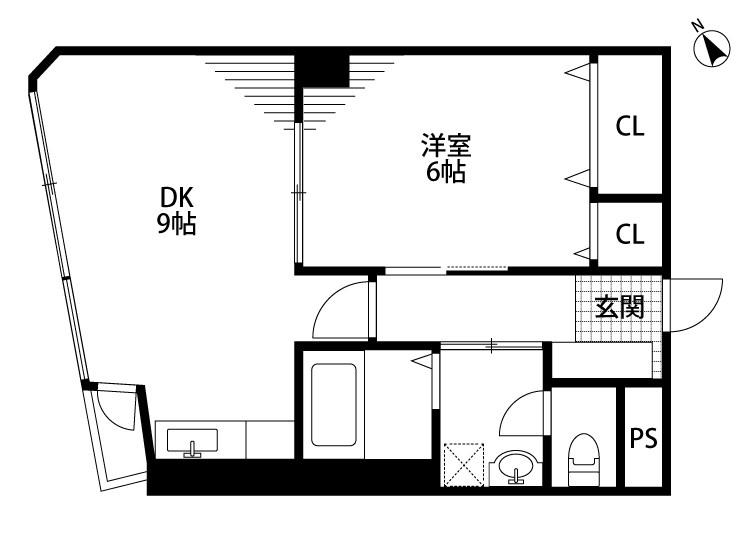 ロイヤル礎(1LDK/8階)の間取り写真