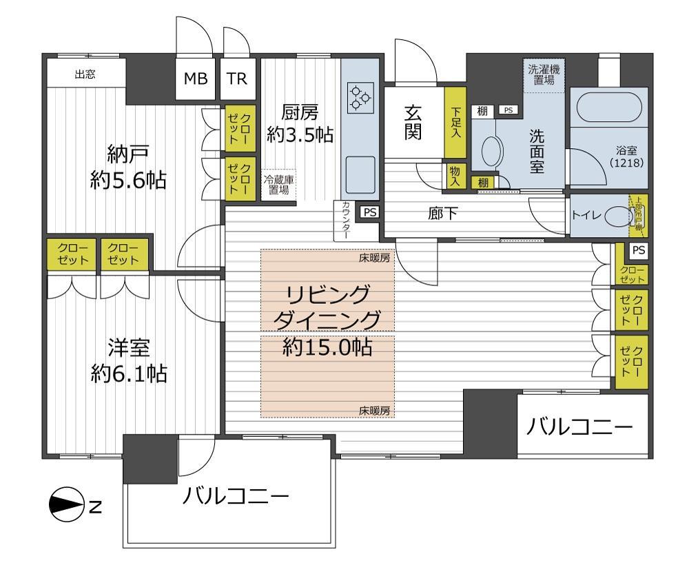 グランプレイズ宝塚南口(1SLDK/4階)の間取り写真