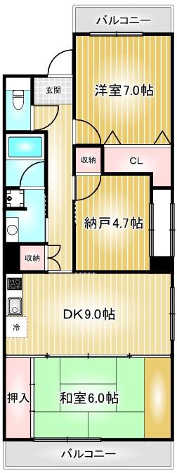 アビタシオン十番(2SDK/2階)の間取り写真