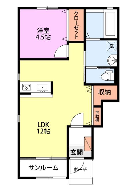 スマルティ 2号棟(1LDK/1階)の間取り写真