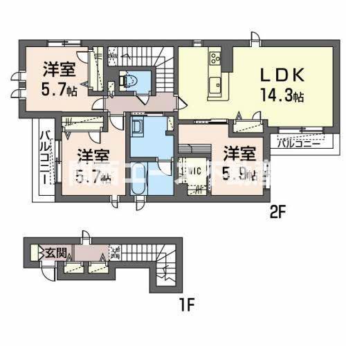 シャーメゾン イデアル(3LDK/2階)の間取り写真