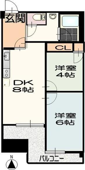 Fメゾン吹上(2DK/4階)の間取り写真