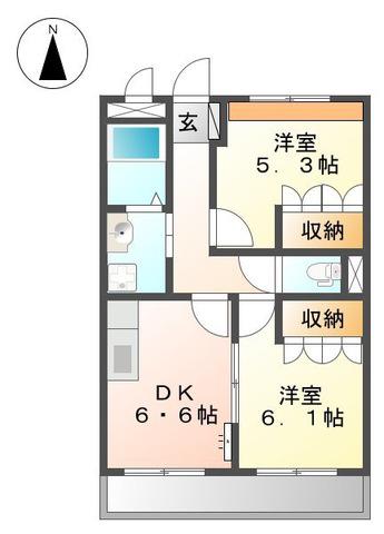 エスポワール青山(2DK/2階)の間取り写真