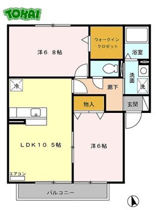FIND BIRDIE C(2LDK/2階)の間取り写真