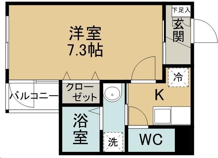 EXGRANDE長町1丁目(1K/1階)の間取り写真