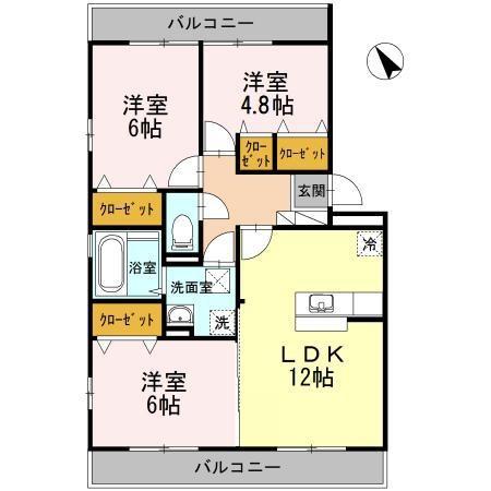 メゾン ドゥ ラ ペ(3LDK/2階)の間取り写真