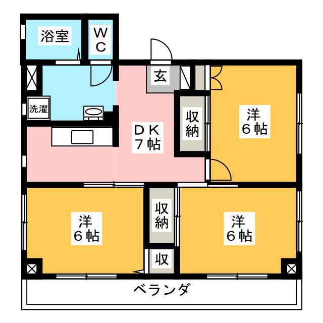 メゾンヤシロ平塚(3DK/2階)の間取り写真