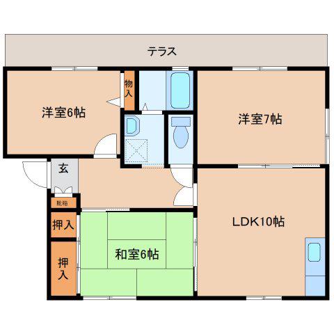 ディアス池田A棟(3LDK/1階)の間取り写真