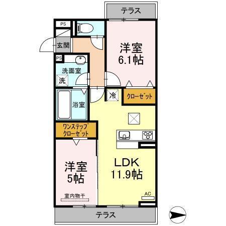D-グレイス A(2LDK/1階)の間取り写真