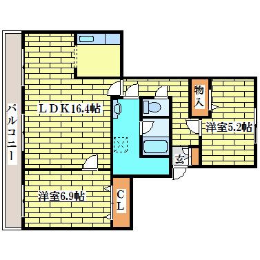 KDマンションI(2LDK/2階)の間取り写真