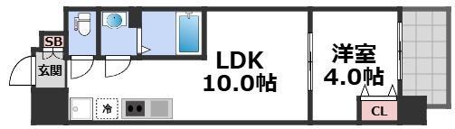 AND TERRACE 文の里(1LDK/5階)の間取り写真