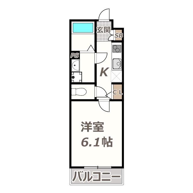 カルムビレッジ東田辺(1K/2階)の間取り写真