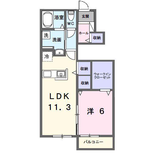 シティハイムD(1LDK/1階)の間取り写真