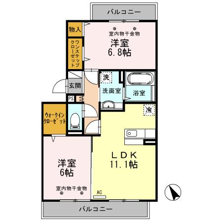 セゾン・クレールII棟(2LDK/3階)の間取り写真