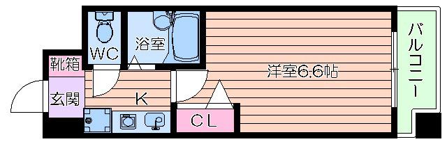 HOPECITY天神橋(1K/2階)の間取り写真