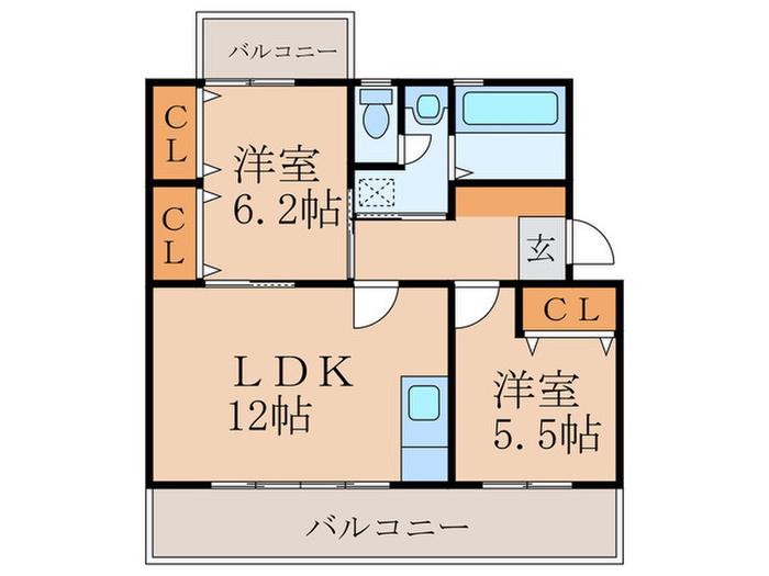 CANDEO柏の森(2LDK/2階)の間取り写真