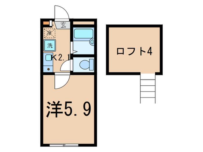 グロリア溝の口(1K/2階)の間取り写真