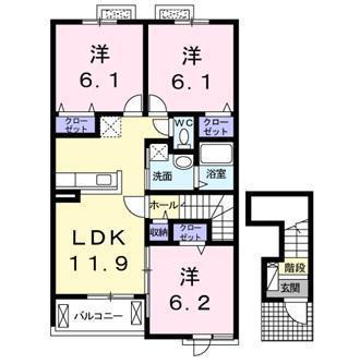 ルーベル宇多津(3LDK/2階)の間取り写真