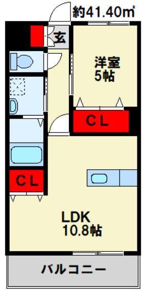 グランドハイツ馬場山緑(1LDK/3階)の間取り写真