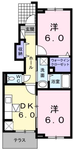 ポート・レーゼ 幸野(2DK/1階)の間取り写真