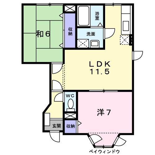 アムール幸B(2LDK/1階)の間取り写真