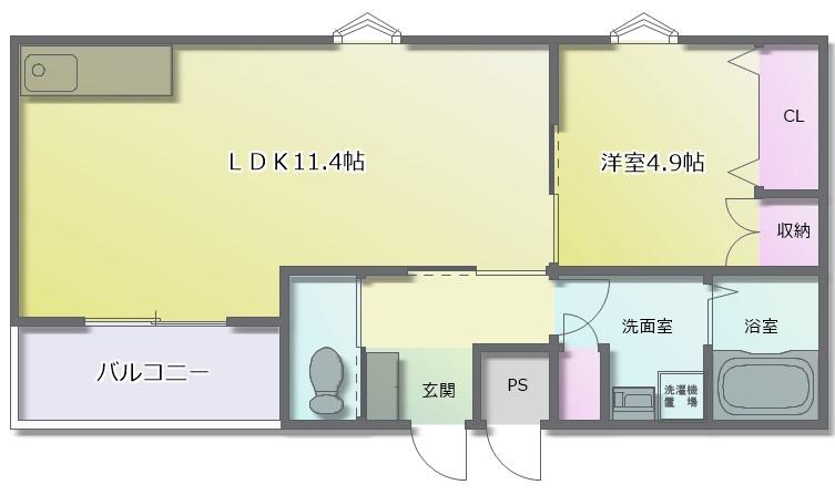 CLASS-A 長瀬(1LDK/2階)の間取り写真