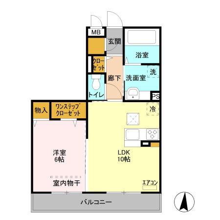 ステラタウン デネボラ(1LDK/2階)の間取り写真