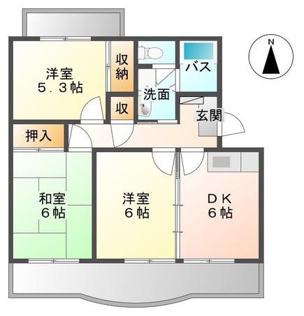 ベルスウィング(3DK/2階)の間取り写真
