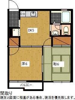 フレグランスあさひ(2DK/1階)の間取り写真