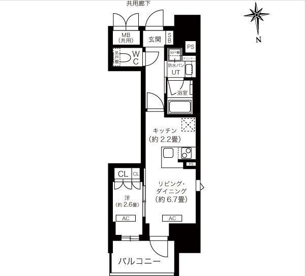 K-COURT谷町四丁目(1LDK/2階)の間取り写真