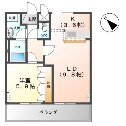 ルインズヒル(1LDK/2階)の間取り写真