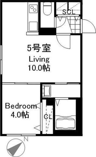 プレスタ東札幌5-2MS(1LDK/3階)の間取り写真