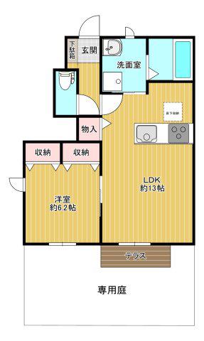 シャーメゾン道場南(1LDK/1階)の間取り写真